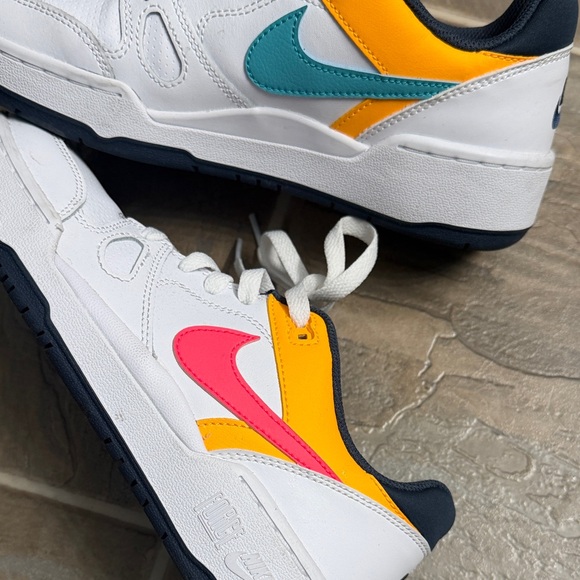 Nike Full Force Low White Sneakers with Pink and Orange Accents - Picture 6 of 8